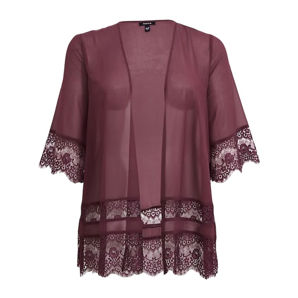 torrid Tops - Wine Lace Chiffon Kimono